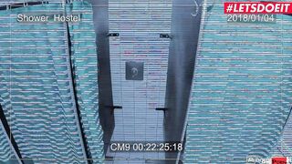 HORNYHOSTEL - Huge Breasts Blonde Angel Wicky Surprise three Way Inside The Shower - LETSDOEIT