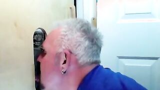 Two buddies drop by to a glory hole to be sucked by a mouth