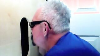 Two buddies drop by to a glory hole to be sucked by a mouth
