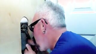 Two buddies drop by to a glory hole to be sucked by a mouth