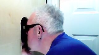 Two buddies drop by to a glory hole to be sucked by a mouth