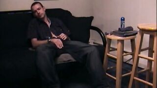 Naughty butt muncher was waiting all day to stroke his rod