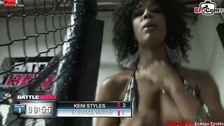 Anal sex with a blonde slut with gigantic breasts and