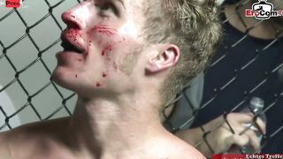 Anal sex with a blonde slut with gigantic breasts and