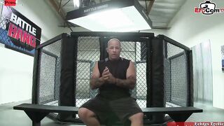 Slim turkish dark haired 19 year old yo fucks into a boxing ring