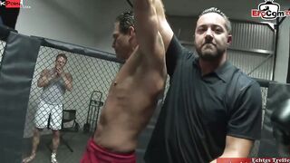 Slim turkish dark haired 19 year old yo fucks into a boxing ring