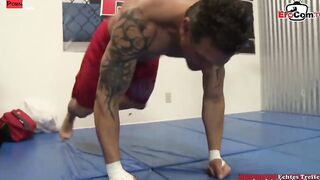 Slim turkish dark haired 19 year old yo fucks into a boxing ring