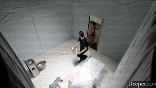 Deeper. Infamous Vicki Chase in large cell block blowbang