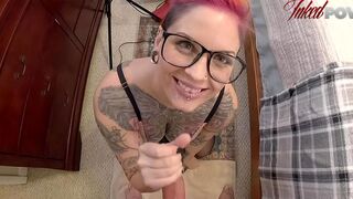 Tattooed babe Ava Minx sees what's cumming