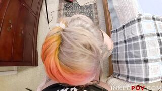 Tattooed babe Ava Minx sees what's cumming