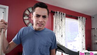 My petite Latin stepsis sucked big cock