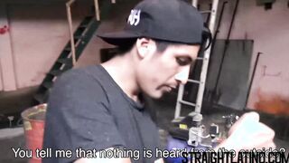 Young straight Latino sucks a big dick and barebacked in POV