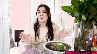 Alex eat out Keira's pussy on their Valentine date