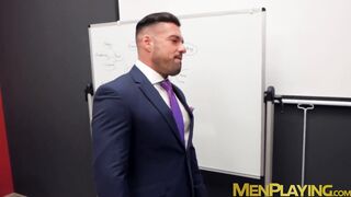 Bearded businessman hunk tearing up some tight butt
