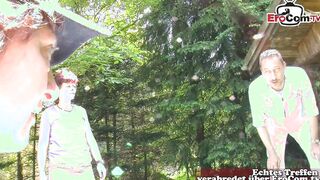 German housewife amateur public three-way FFM