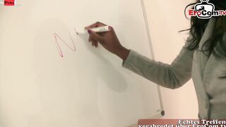Ebony goddess into fishnet Dessous fucking at the German Porn Casting