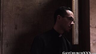 Daddy seduces twink into hard forbidden church barebacking