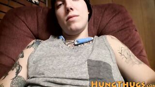 Skinny stud Blinx wanks his rock solid prick all alone