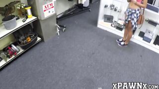 Huge tits ebony sucking and fucking a pawn broker