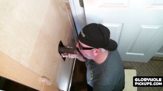 Fat dude loves sucking glory hole cocks more than anything
