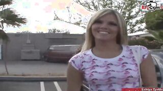 Slender blonde 18 Yo with small boobies picked up by a