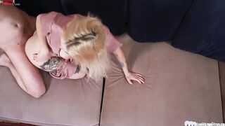 Blonde blows dick and gets fuck rough