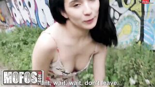 Slim Dark Haired (Mia Navarro) Rides A Gigantic Cock Outdoor Inside Exchange For
