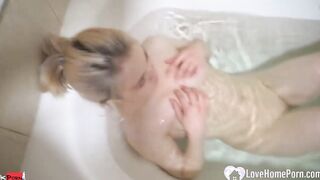 Interrupting her Hottie hot tub for a quick oral sex