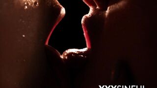 Sapphic babes slowly licking each others pussy
