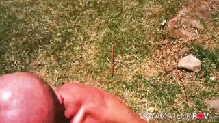 Kinky tattooed jock anal drilled hardcore bareback outdoors