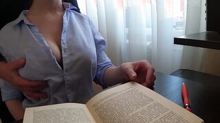 Student hard fucked teacher with big tits before test