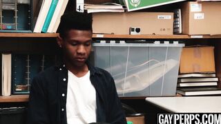 Cute ebony thief bare fucked by big dicked security guy