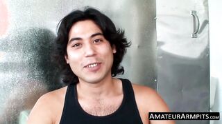 Hairy butt muncher strokes his rock solid cock solo