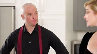 Skye Blue is a huge breasts lady who loves to cook. She has put those two