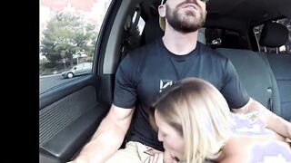 Hot Blonde Picked Up and Gives Road Head, Gets Fucked!