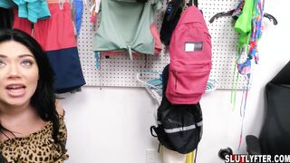 Stacked shoplifter teen gets in trouble!