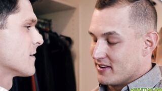Studs having sneaky sex in the closet