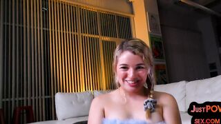 POV horny braided amateur jerking guy and getting pussynailed