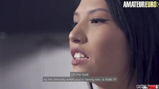 CASTING FRANCAIS - Long Hooters Amateur Falls Into Love During Her First Casting Session - AMATEUR EURO