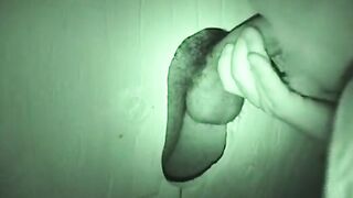 Auntie bob create a hidden gloryhole in a public restroom