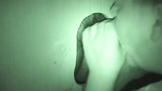 Auntie bob create a hidden gloryhole in a public restroom