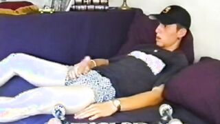 Good looking skater pulls out his cock and jerks it off