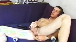 Good looking skater pulls out his cock and jerks it off