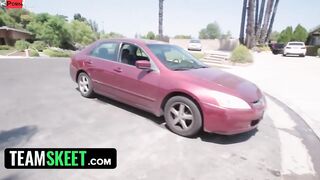 TeamSkeet - Amazingly Hot Black beauty Demi Sutra Strokes Her Leaking Vagina Inside Her Car To Seduce Her Neighbor