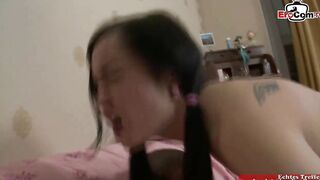 18yo petite barely legal Yo in a stockings getting a very gigantic