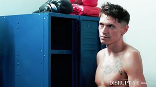 Boxer Christian Wilde drills jock Troy Accola in gym locker room