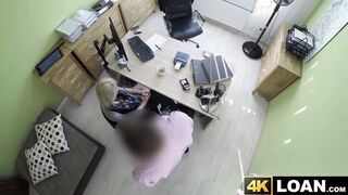 Beautiful blondie bent over and fucked hard in office