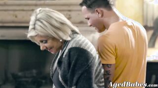 Classy GILF gives long sensual blowjob before being railed