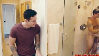 Three horny hung studs fucking each other