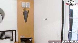 Slender t-girl anal screwed with latino dude